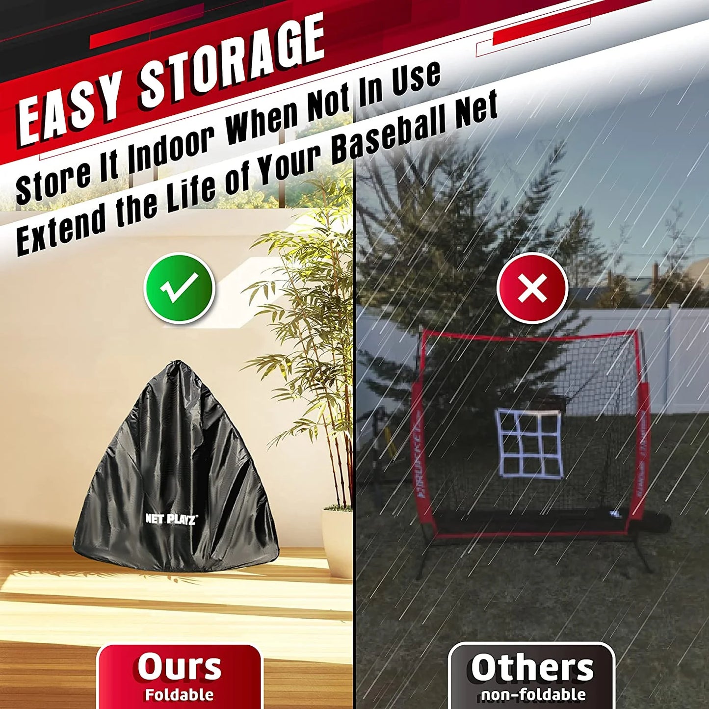 5' X 5' Baseball & Softball Practice Hitting & Pitching Net Similar to Bow Frame, Great for All Skill Levels