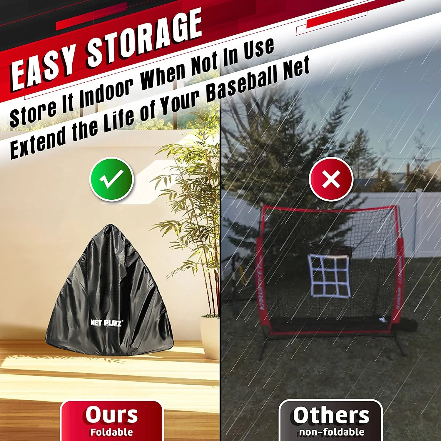 5' X 5' Baseball & Softball Practice Hitting & Pitching Net Similar to Bow Frame, Great for All Skill Levels