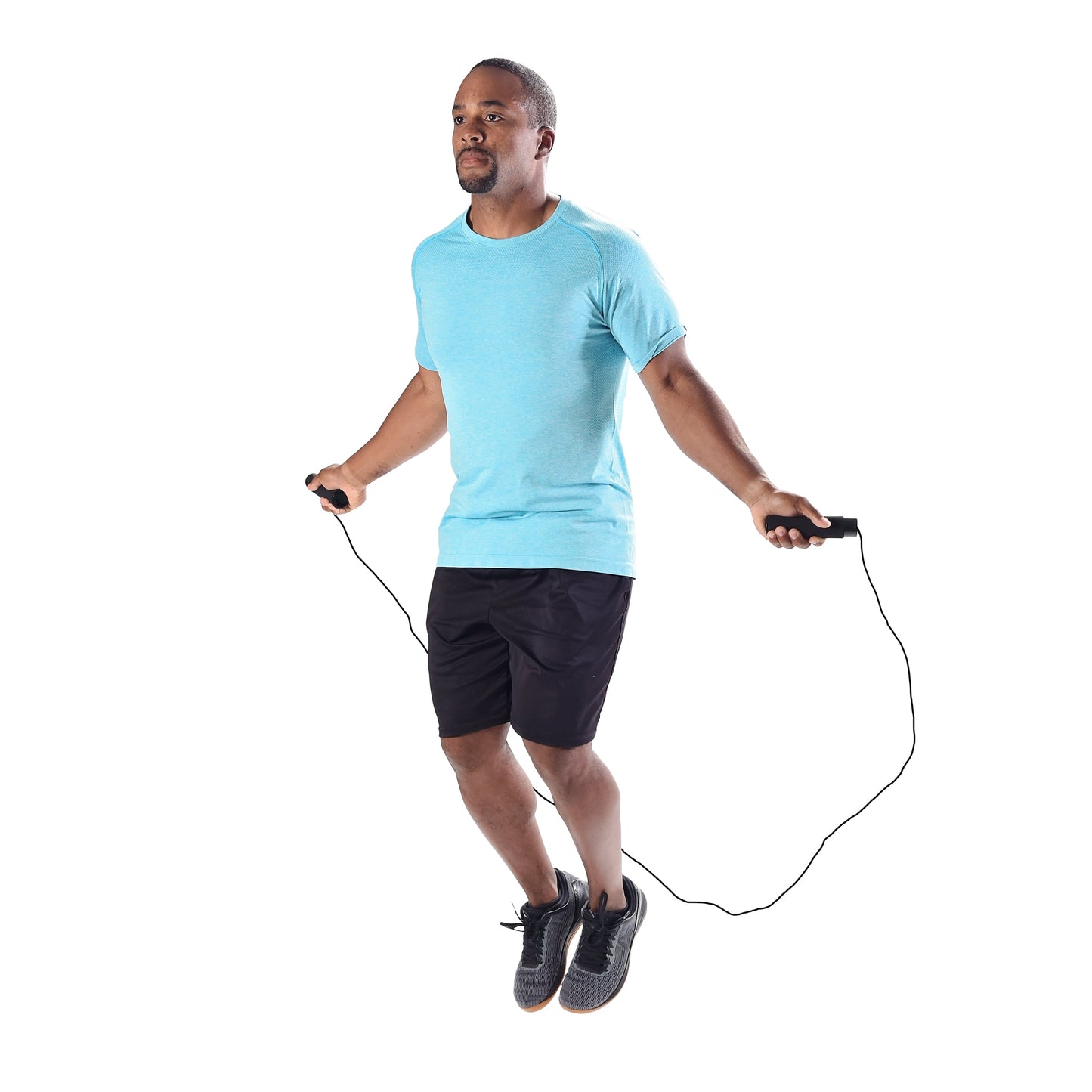 Adjustable Weighted Jump Rope, Adjusts up to 9' Length, Black